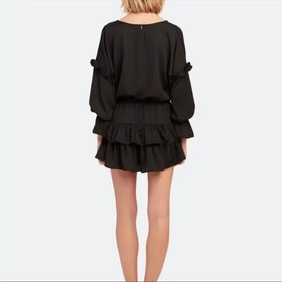 Misa Los Angeles Black Long Sleeve Amalya Ruffle Mini Dress Sz.S - Picture 3 of 16